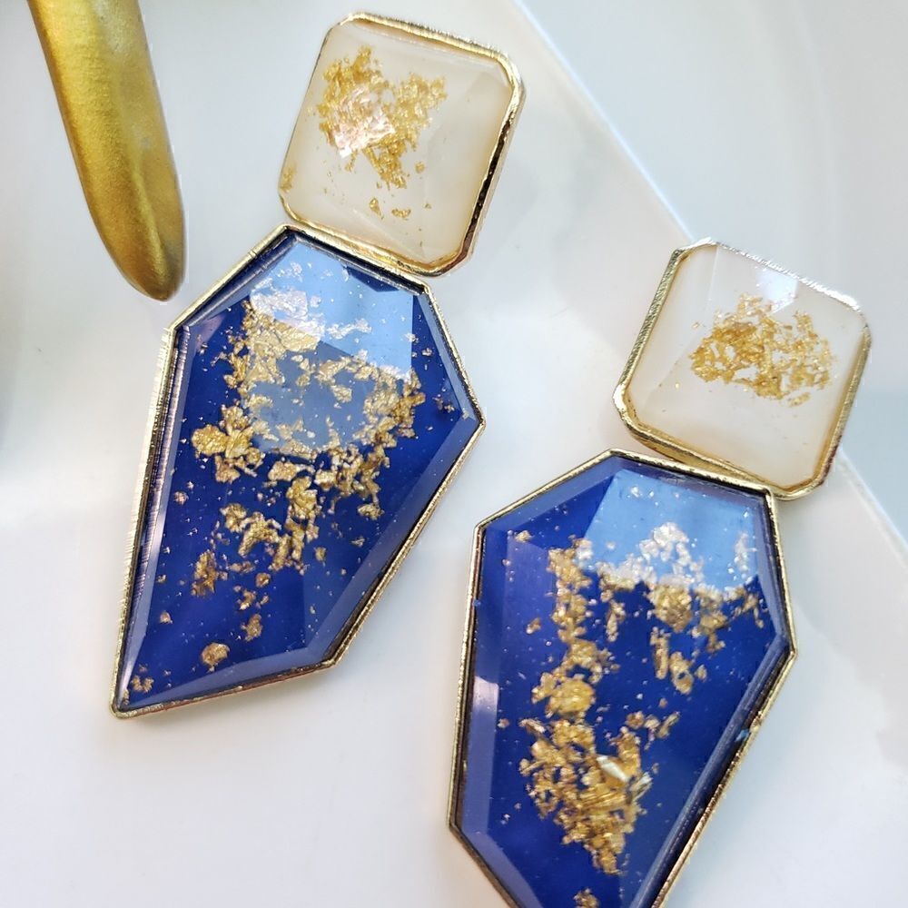 Zara Speckled Gold Earrings  - Picture 4 of 12